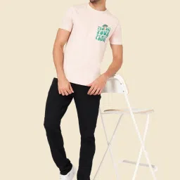 People by Pantaloons Pink Cotton Slim Fit Printed T-Shirt image 5