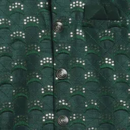 Ahhaaaa Kids Green Embellished Full Sleeves Sherwani Set image 5