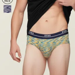 XYXX Navy & Beige Heathered Briefs - Pack of 2 image 1