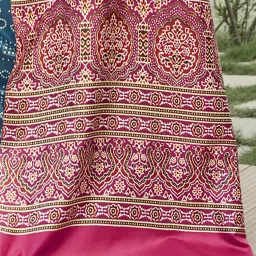 Saree Mall Blue Printed Saree With Unstitched Blouse image 5