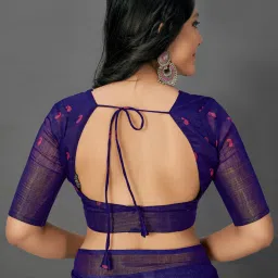 Saree Mall Purple Printed Saree With Unstitched Blouse image 5