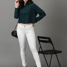 showoffff SHOWOFF Teal Cotton Regular Fit Shirt image 5
