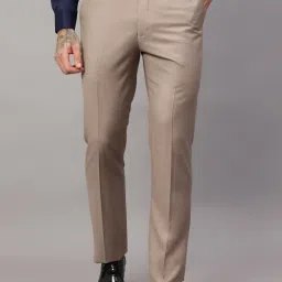 Cantabil Beige Regular Fit Texture Trousers image 1