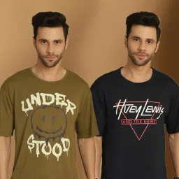 Vimal Jonney Black & Green Regular Fit Printed T-Shirt image 1