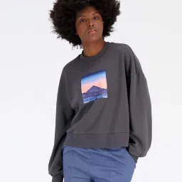 New Balance Grey Cotton Printed Sports Sweatshirt image 1