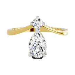 Sparkles Yellow Gold Lab Grown 2 Diamond 14KT 1.03ct Pear Ring For Women image 1