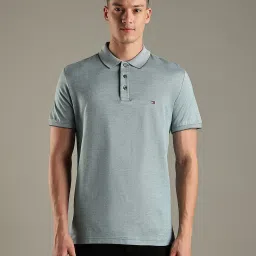 Tommy Hilfiger Frosted Green Regular Fit Cotton Polo T-Shirt image 1
