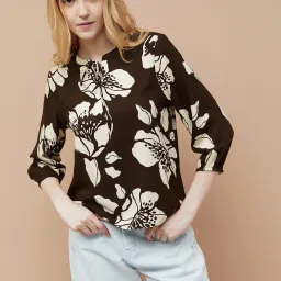 Fame Forever By Lifestyle Brown Regular Fit Floral Print Top image 1