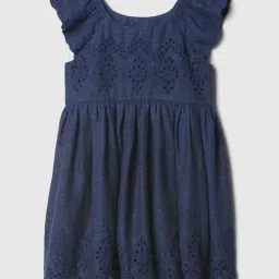 GAP Girls Blue Regular Fit Cut Work Short Sleeves Dress-image-82