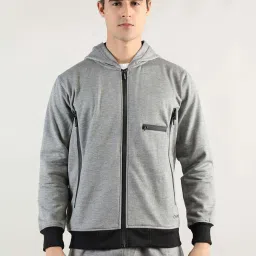 Chkokko Light Grey Regular Fit Sports Hoody image 1
