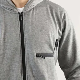 Chkokko Light Grey Regular Fit Sports Hoody image 5