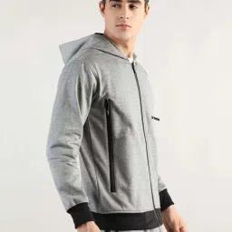Chkokko Light Grey Regular Fit Sports Hoody image 4