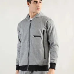 Chkokko Light Grey Regular Fit Sports Hoody image 3