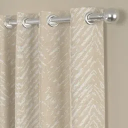 Rosara Home Polyester Beige chevron Regular 5 ft Window Curtains - Pack of 2 image 2
