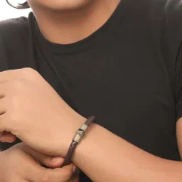 NVR Brown Leather Bracelet for Men image 1