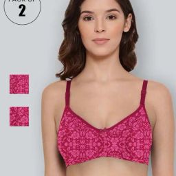 Lyra Magenta Cotton Printed T-Shirt Bras - Pack Of 2-picture-6