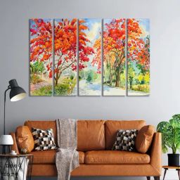 999Store Printed Red MDF 5 Panels Wall Art-picture-26