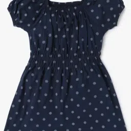 GAP Girls Navy Relaxed Fit Printed Short Sleeves Dress-picture-16