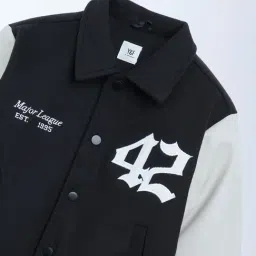 Y&F Kids by Westside Black Printed Varsity Jacket image 3