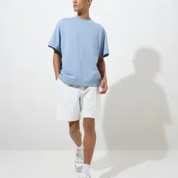 studiofit men Studiofit by Westside White Relaxed-Fit Mid-Rise Cotton-Blend Shorts image 3