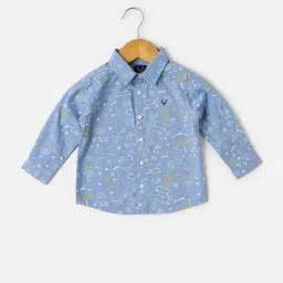 Allen Solly Junior Kids Blue Printed Infant Shirt-picture-40