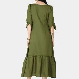 Abhishti Olive Green Cotton A Line Kurta image 2
