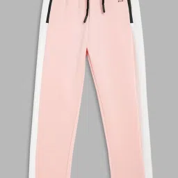 Blue Giraffe Kids Baby Pink & White Color Block Joggers image 1