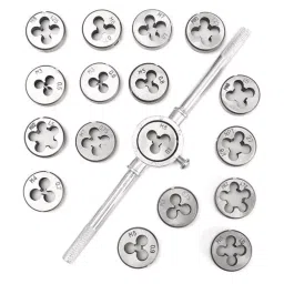 uptodateprouducts Tap and Die Set with Adjustable Wrench Matric Single Sided 3 to 12 mm Dia. Chrome Finish (Set of 40 Pcs) image 3