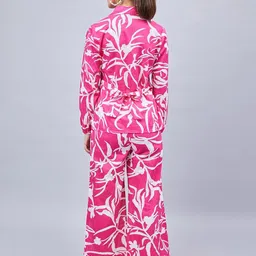 WineRed Printed Shirt With Trousers Co-Ords image 5