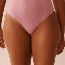 La Vie En Rose Pink Seamless High Waist Thong Panty-image-55