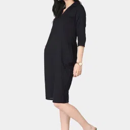 Abhishti Black Cotton A-Line Dress image 3