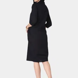 Abhishti Black Cotton A-Line Dress image 5