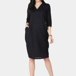 Abhishti Black Cotton A-Line Dress image 1