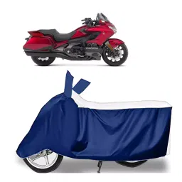Auto Pearl Two Wheeler Cover for Honda Gold Wing - White, Blue-picture-37