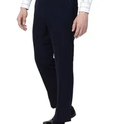 JB Studio Navy Blue Slim Fit Trousers image 3