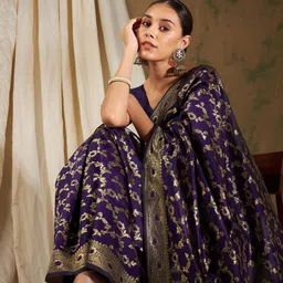 Desi Fusion Ethnic Motifs Zari Art Silk Handloom Saree-picture-18