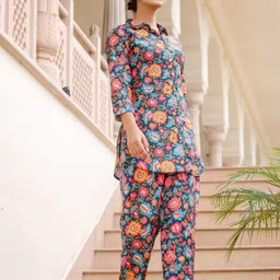LALI JAIPUR Printed Shirt Collar Top With Trousers Co-Ords image 2