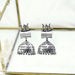 Teejh Ethnic Riyad Silver Oxidized Jhumki Earrings-picture-12