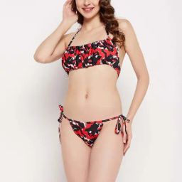 Secrets By ZeroKaata Red & Black Printed Bikini Set-picture-38