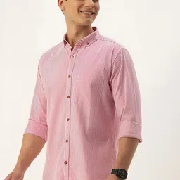 UNIQSOME Classic Striped Spread Collar Roll-Up Sleeves Cotton Shirt-picture-32