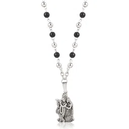 CZARDONIC Silver-Plated Radha Krishna Pendant with Chains-picture-13