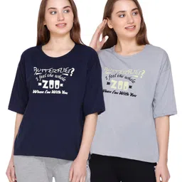 URBE-URBAN EVOLUTION Women Pack Of 2 Typography Printed Cotton Relaxed Fit T-shirts-picture-23