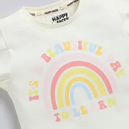 Happy Faces Girls Rainbow Printed Flutter Sleeves Pure Cotton Top image 5