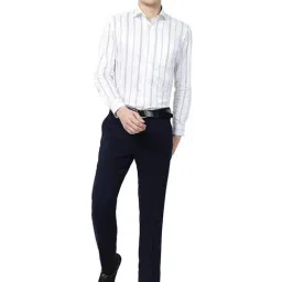JB Studio Navy Blue Slim Fit Trousers image 5