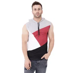 BEYOU FASHION Men Colourblocked Hooded Slim Fit Cotton T-shirt image 1