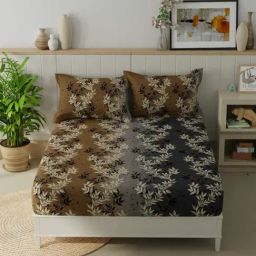 Bianca KOPA Extra Smooth Floral Brown 152 TC Microfibre Double Bedsheet with 2 Pillow Covers-picture-7