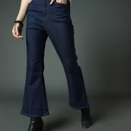 High Star Dark Blue Cotton Straight Fit Mid Rise Jeans-image-72