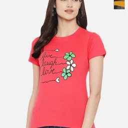 Dreambe Women Pack Of 2 Typography Printed Round Neck Cotton T-shirts-picture-39