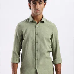 THE BEETEL HOUSE Men Textured Spread Collar Casual Shirt-image-4