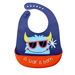 The Little Lookers Infant Pack Of 2 Navy Blue & Orange Printed Bibs image 4